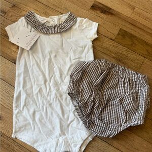 White and Brown Checkered Diaper Cover Set
